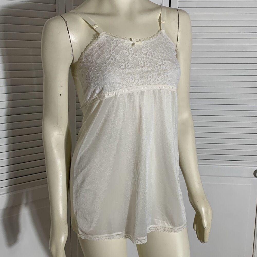 Vintage ILGWU White Empire‎ Waist Short Slip Dress Big Girls 14